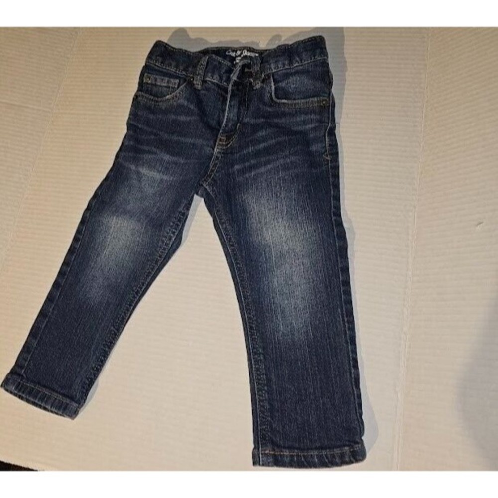 Cat & Jack 2T Dark Denim Skinny Jean Snap Button with Zipper